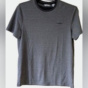 Calvin Klein Men's Heather Gray Short Sleeve Crewneck Tee with Contrast Collar
